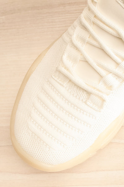 Nikey White Lace-Up Sneakers | La petite garçonne flat close-up