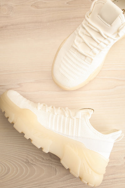 Nikey White Lace-Up Sneakers | La petite garçonne flat view