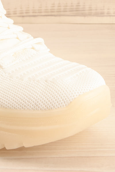 Nikey White Lace-Up Sneakers | La petite garçonne front close-up