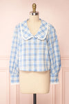 Nikol Blue Peter Pan Collar Cropped Blouse | Boutique 1861 front view