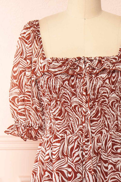 Ninou Square Neck Patterned Midi Dress | Boutique 1861 front close-up