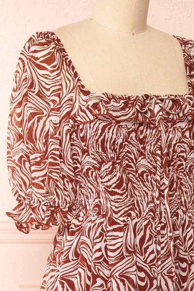 Ninou Square Neck Patterned Midi Dress | Boutique 1861 side close-up