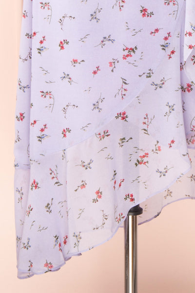 Niope Long Sleeve Floral Wrap Midi Dress w/ Ruffles | Boutique 1861 bottom