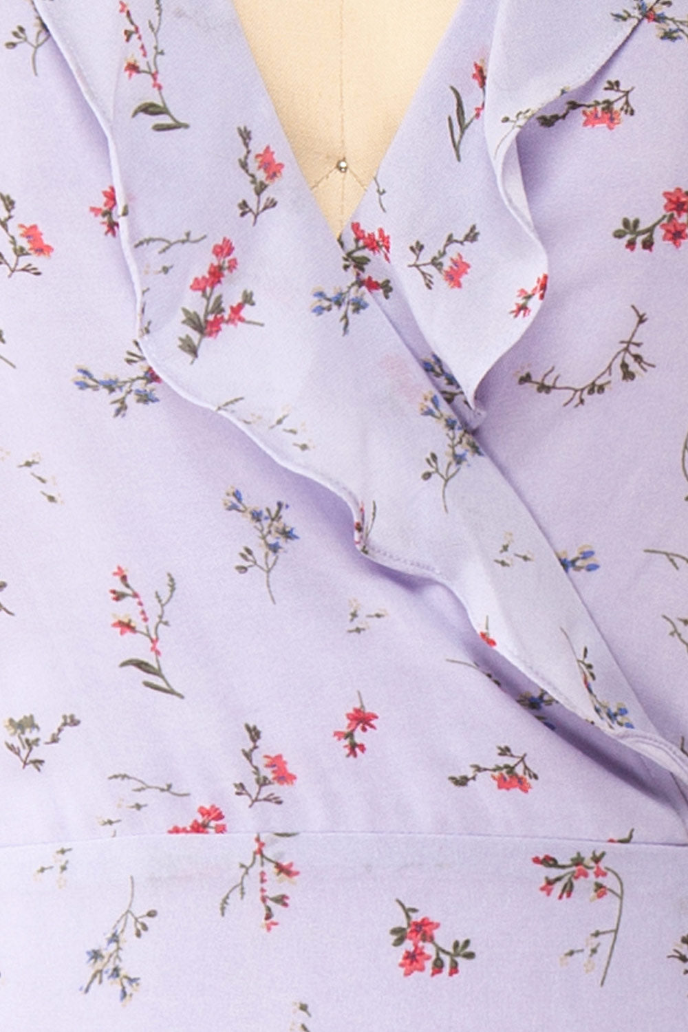 Niope Long Sleeve Floral Wrap Midi Dress w/ Ruffles | Boutique 1861 fabric 