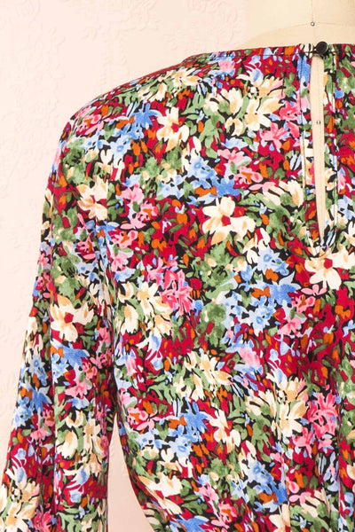 Niphia Short Floral Long Sleeved Dress | Boutique 1861 back close-up