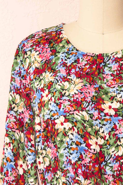 Niphia Short Floral Long Sleeved Dress | Boutique 1861 front close-up