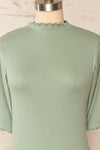 Nirvana Green Ribbed Top w/ Frills | Boutique 1861 front close up