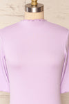 Nirvana Mauve Ribbed Top w/ Frills | Boutique 1861 front close up