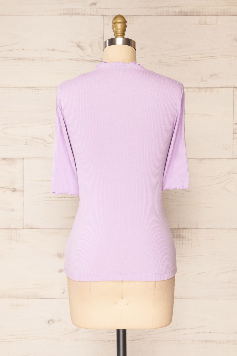 Nirvana Mauve Ribbed Top w/ Frills | Boutique 1861  back view