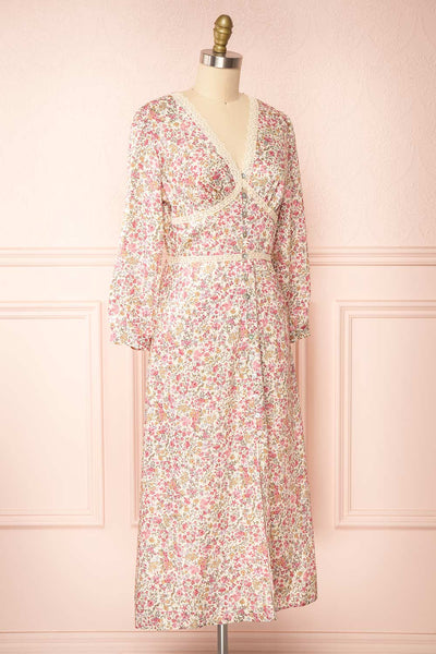 Nissrine 3/4 Sleeve Floral Midi Dress | Boutique 1861 side view