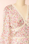 Nissrine 3/4 Sleeve Floral Midi Dress | Boutique 1861 side close-up