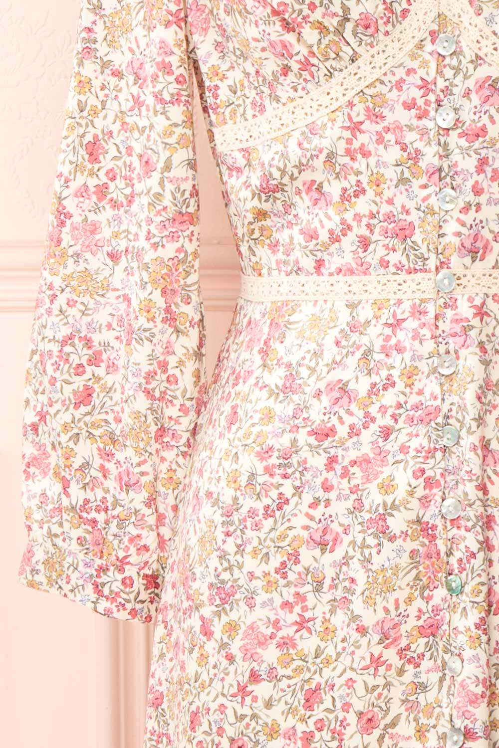 Nissrine 3/4 Sleeve Floral Midi Dress | Boutique 1861 sleeve