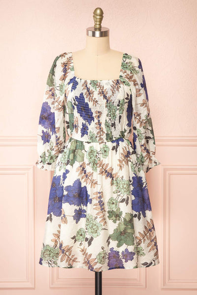 Njord Short Floral Dress w/ 3/4 Sleeves | Boutique 1861 front view