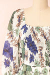 Njord Short Floral Dress w/ 3/4 Sleeves | Boutique 1861 front close-up