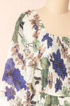 Njord Short Floral Dress w/ 3/4 Sleeves | Boutique 1861 side close-up