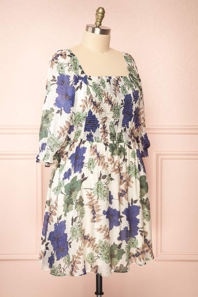 Njord Short Floral Dress w/ 3/4 Sleeves | Boutique 1861 side plus size