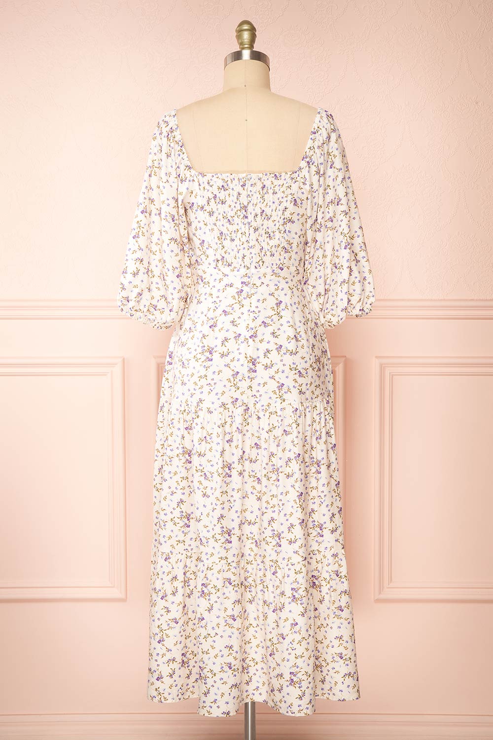 Nobara Floral Midi Dress w/ Sweetheart Neckline | Boutique 1861 back view