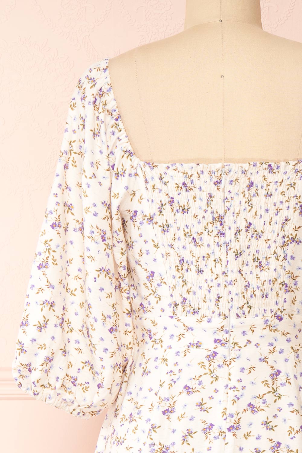 Nobara Floral Midi Dress w/ Sweetheart Neckline | Boutique 1861 back close-up