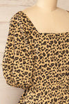 Noemimi Short Leopard Print Dress w/ Ruched Back | La petite garçonne side close-up