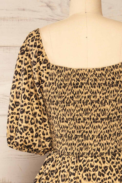 Noemimi Short Leopard Print Dress w/ Ruched Back | La petite garçonne back close-up
