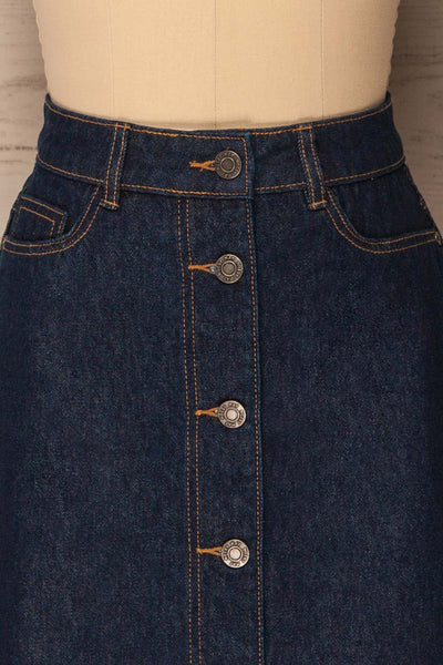 Nogerado Dark Blue Denim Button-Up Mini Skirt | La Petite Garçonne 2