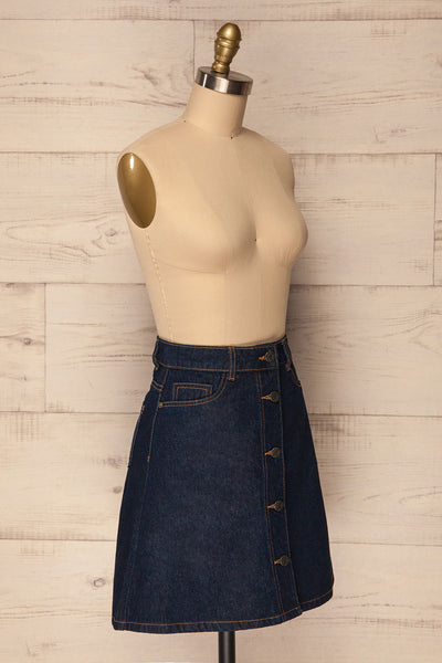 Nogerado Dark Blue Denim Button-Up Mini Skirt | La Petite Garçonne 3