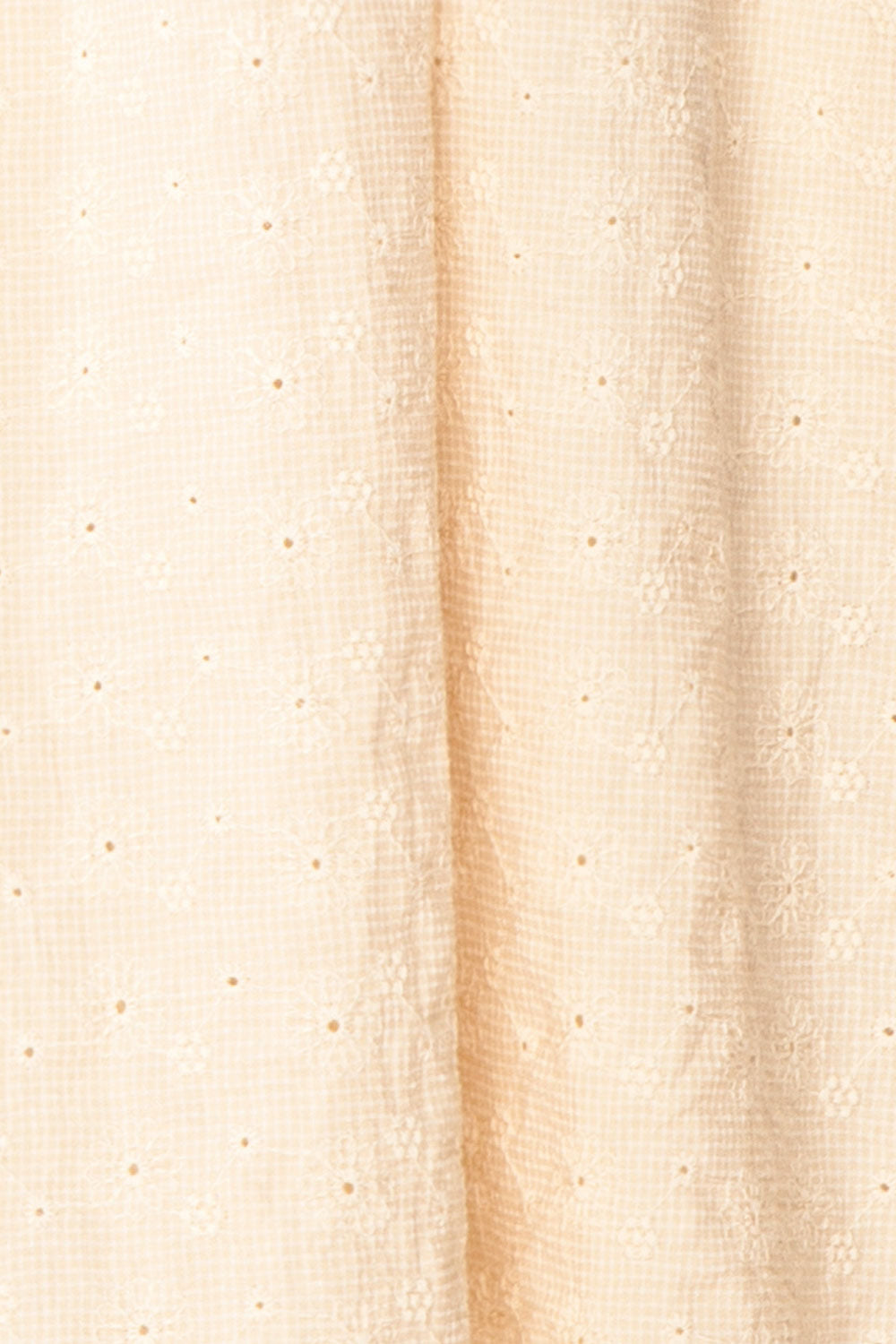 Nolla Babydoll Beige Gingham Dress w/ Flower Detailing | Boutique 1861 fabric 