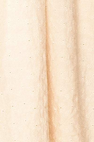 Nolla Babydoll Beige Gingham Dress w/ Flower Detailing | Boutique 1861 fabric