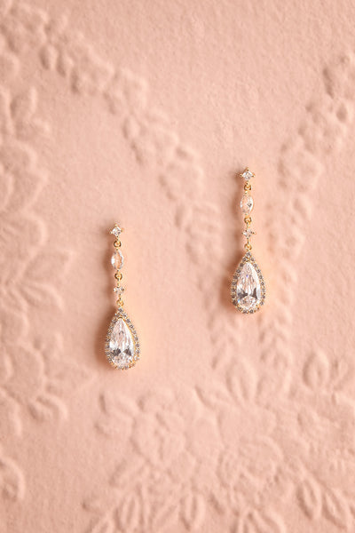 Noor Gold Crystal Pendant Earrings | Boudoir 1861