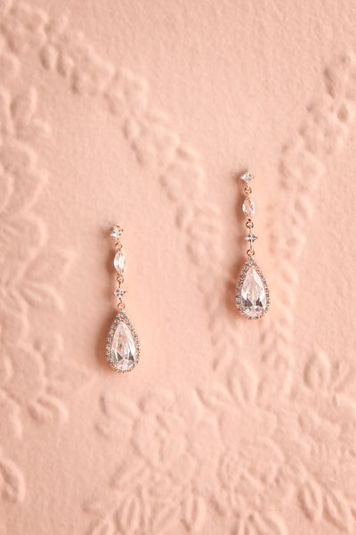 Noor Rosegold Crystal Pendant Earrings | Boudoir 1861
