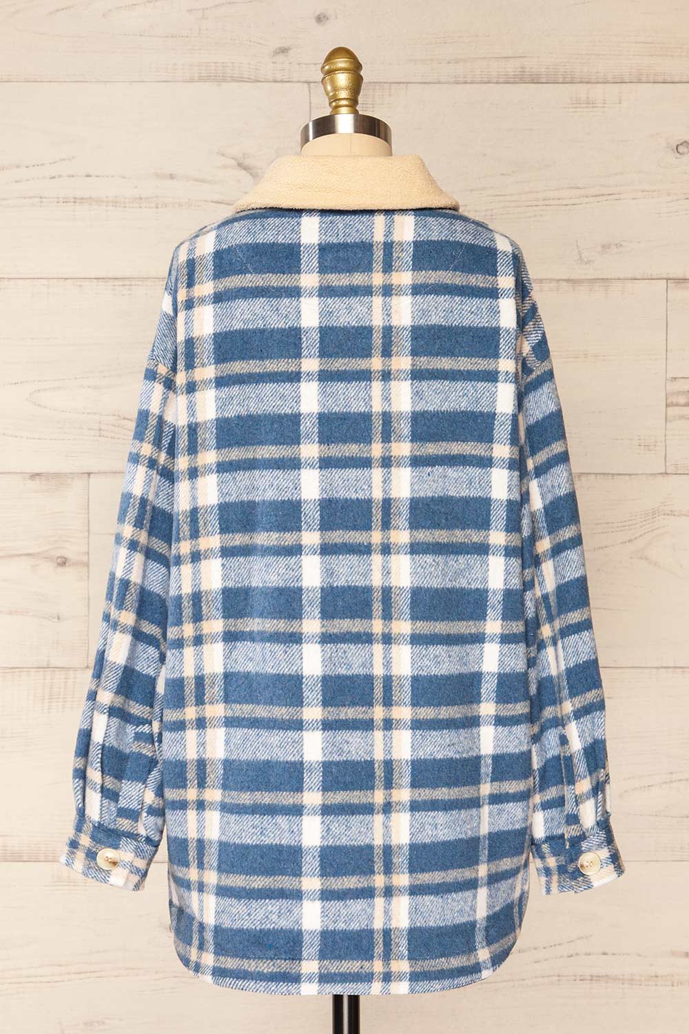 Norah Blue Plaid Shacket w/ Front Pockets | La petite garçonne back view