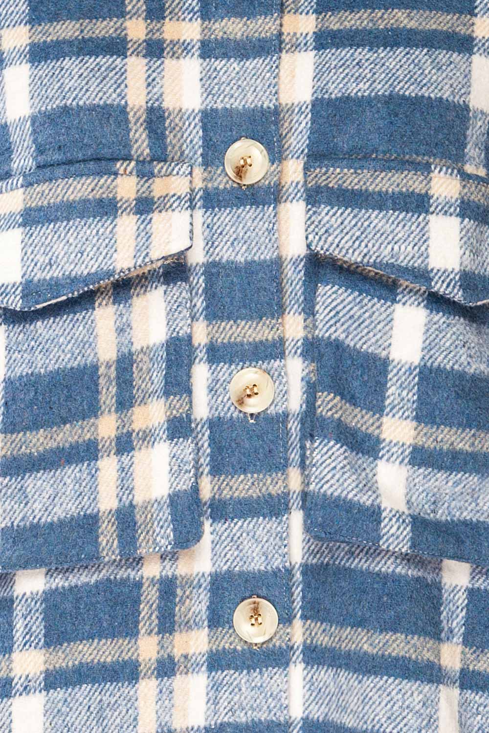 Norah Blue Plaid Shacket w/ Front Pockets | La petite garçonne fabric 