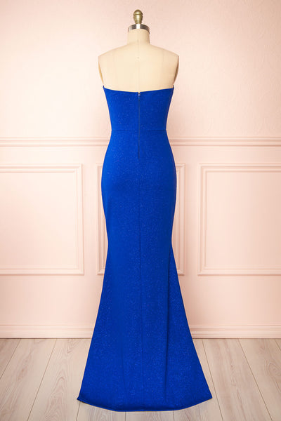 Norcia Blue Shimmery Bustier Mermaid Maxi Dress | Boutique 1861 back view