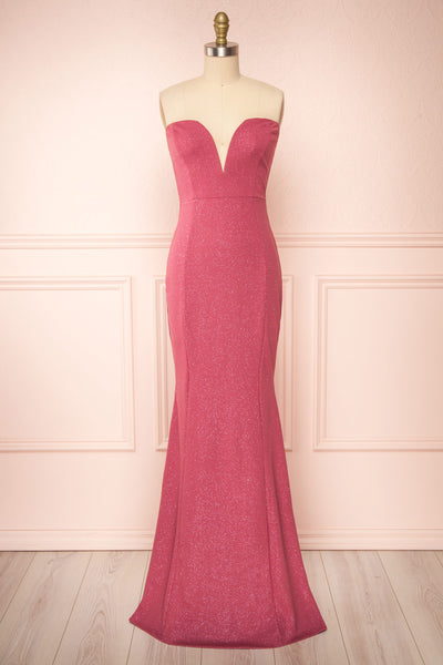 Norcia Pink Bustier Mermaid Maxi Dress | Boutique 1861 - Norcia Rose front view