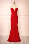 Norcia Red Shimmery Bustier Mermaid Maxi Dress | Boutique 1861 front view
