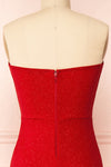 Norcia Red Shimmery Bustier Mermaid Maxi Dress | Boutique 1861 back close-up