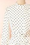 Nordis Belted Polka-Dot Midi Dress | La petite garçonne front close-up  side view