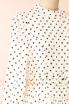 Nordis Belted Polka-Dot Midi Dress | La petite garçonne side close-up
