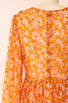 Normandine Floral Midi Dress w/ Long Sleeves and Lace | Boutique 1861 back close-up