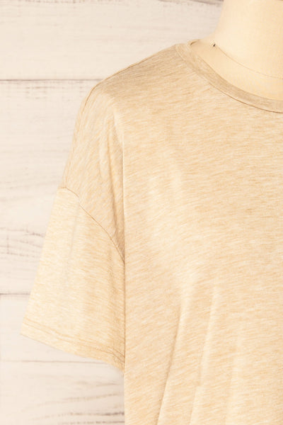 Nouem Beige Oversized T-Shirt | La petite garçonne side close-up