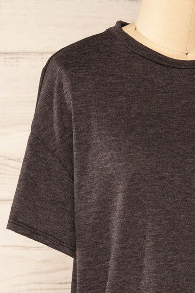 Nouem Grey Oversized T-Shirt | La petite garçonne side close-up