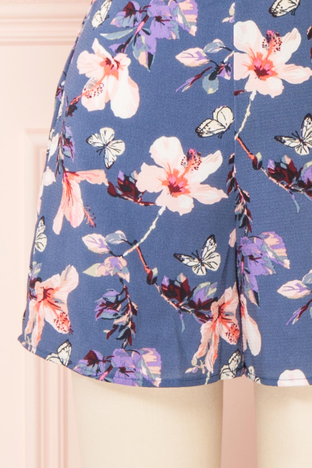 Nouli Blue Floral Sleeveless V-Neck Romper | Boutique 1861 bottom 