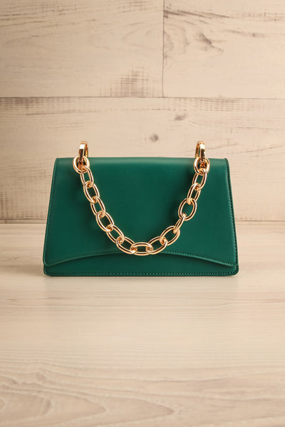 Novina Green Faux-Leather Crossbody Handbag | La petite garçonne front view