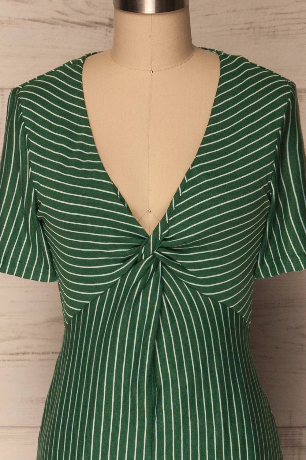 Nowogard Green & White Striped Midi Summer Dress | La Petite Garçonne