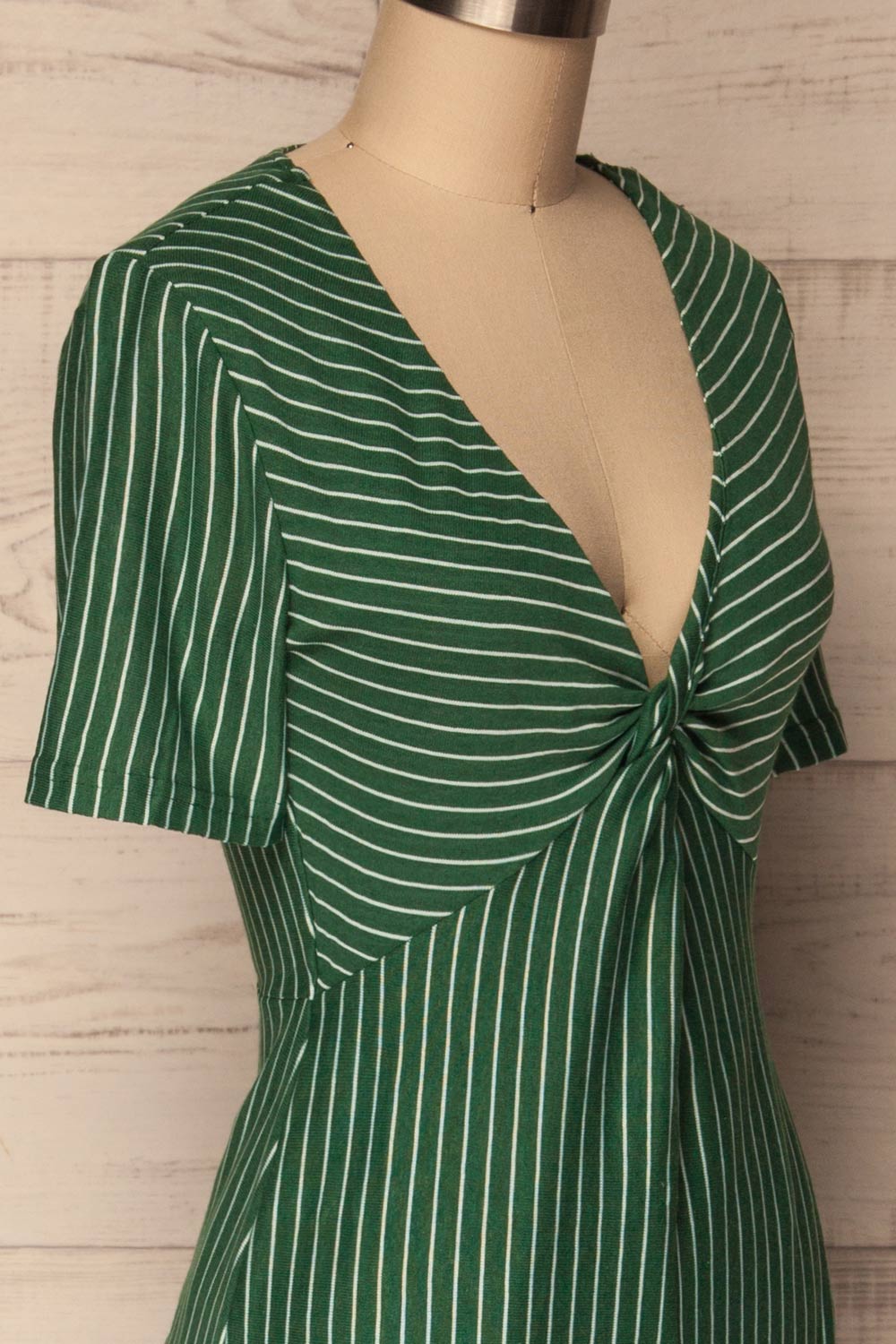 Nowogard Green & White Striped Midi Summer Dress | La Petite Garçonne