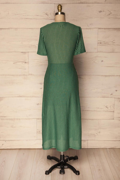 Nowogard Green & White Striped Midi Summer Dress | La Petite Garçonne