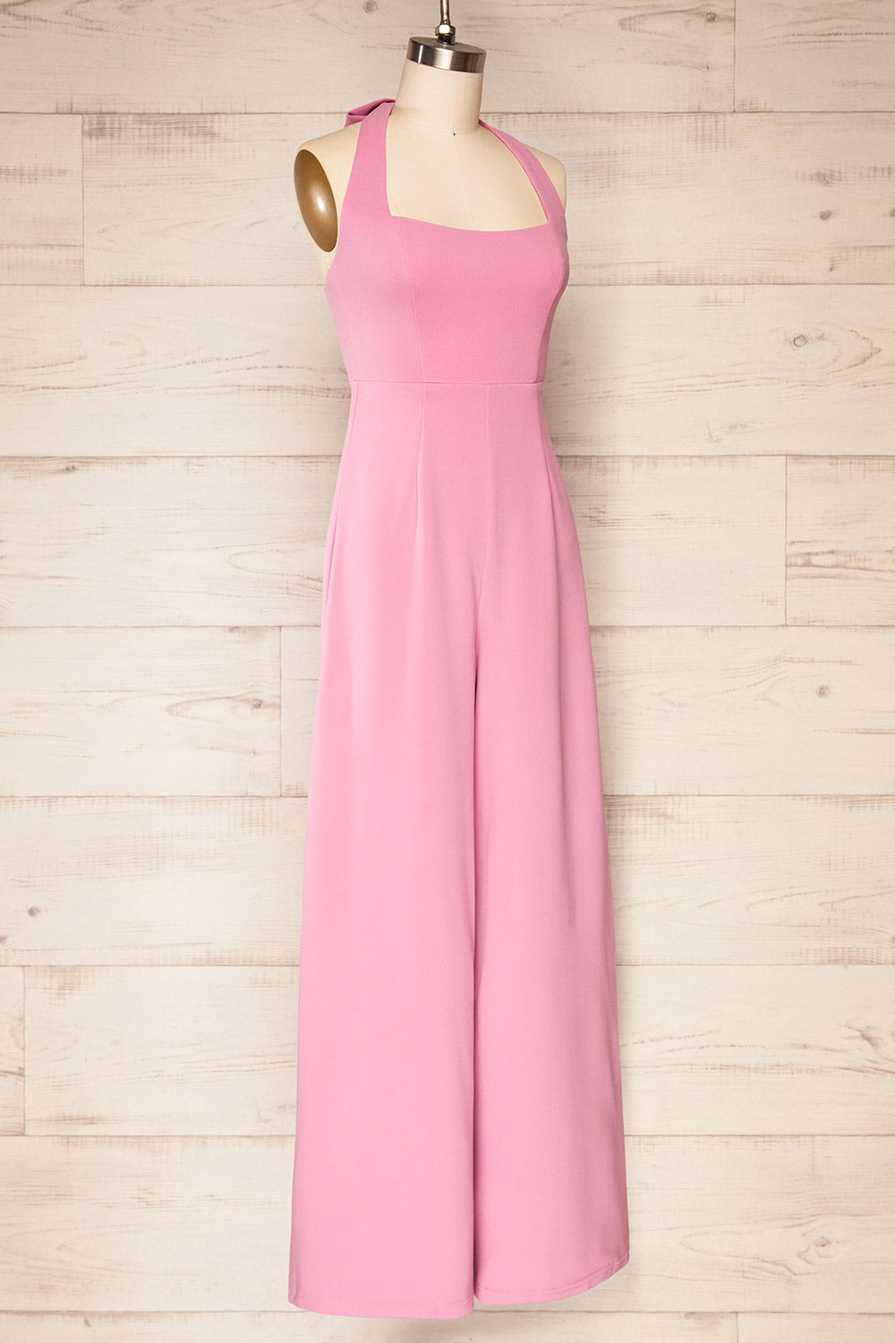 Nowogrod Pink Wide-Leg Jumpsuit w/ Halter Neck | La petite garçonne side view