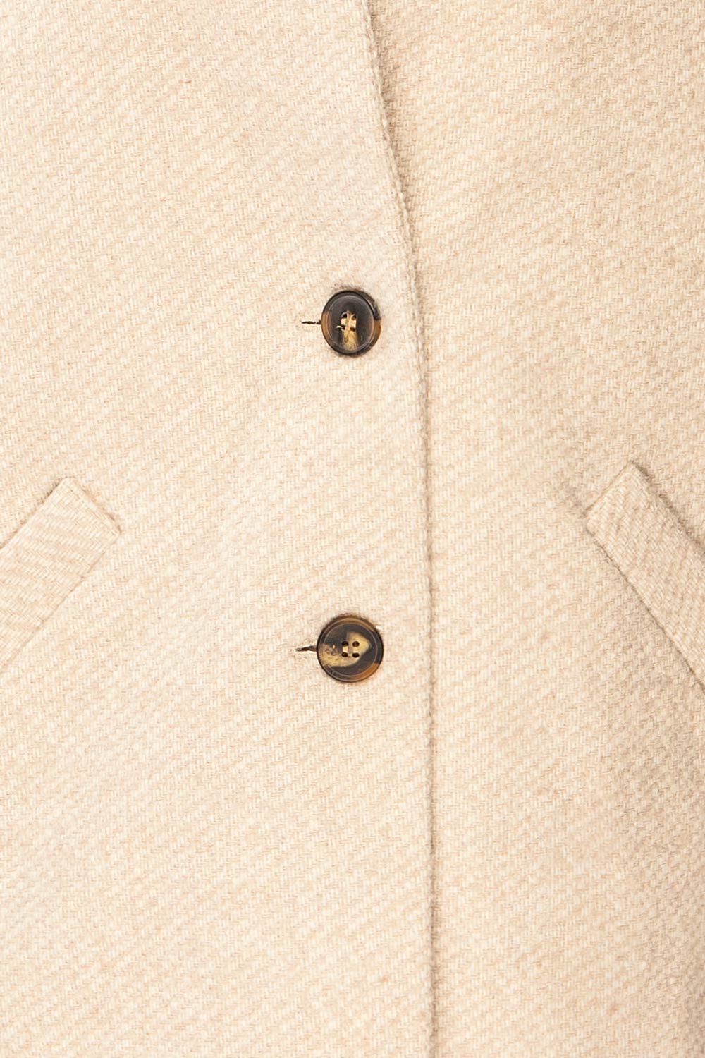 Nowskie Beige Short Coat w/ Buttons | La petite garçonne fabric