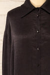 Nubia Black Light Pleated Button-Up Shirt | La petite garçonne front close-up