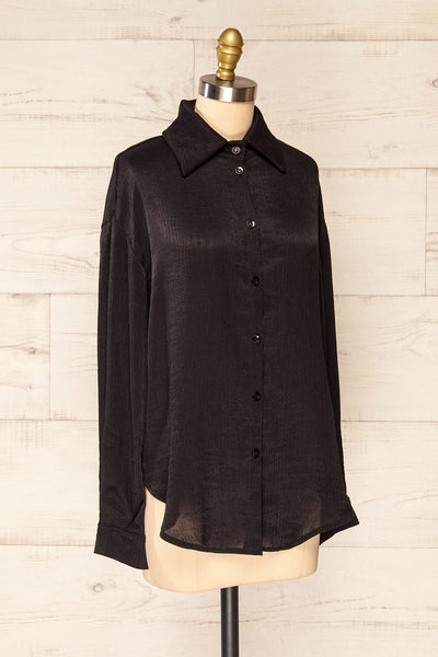Nubia Black Light Pleated Button-Up Shirt | La petite garçonne side view